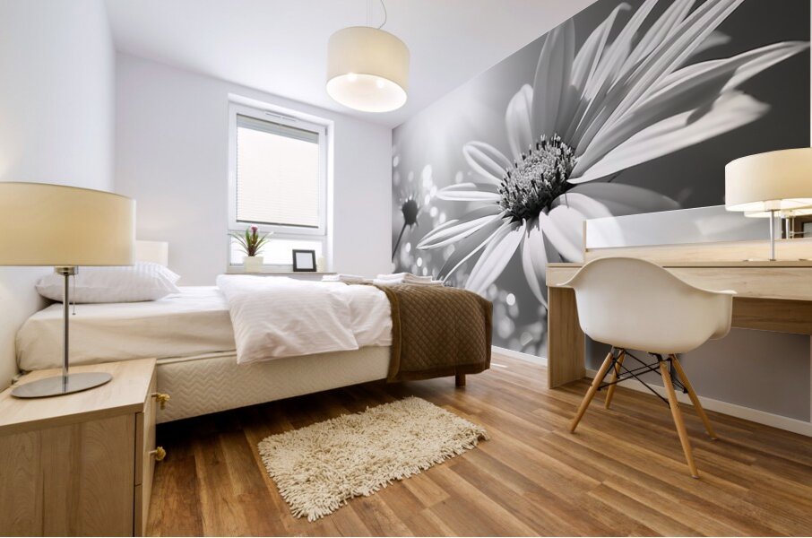 Whispers of the Sun – Minimal Daisy Art Print Mural print