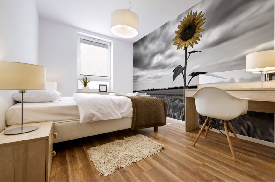 Hope In Contrast - Minimal Sunflower Art Prints Mural print