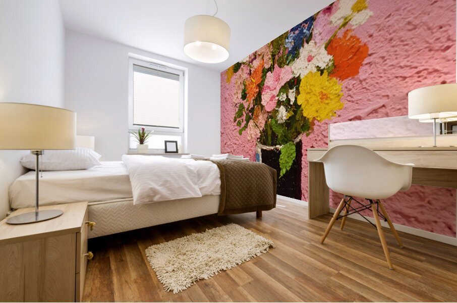 Pink Noise – Modern Textured Floral Print Mural print