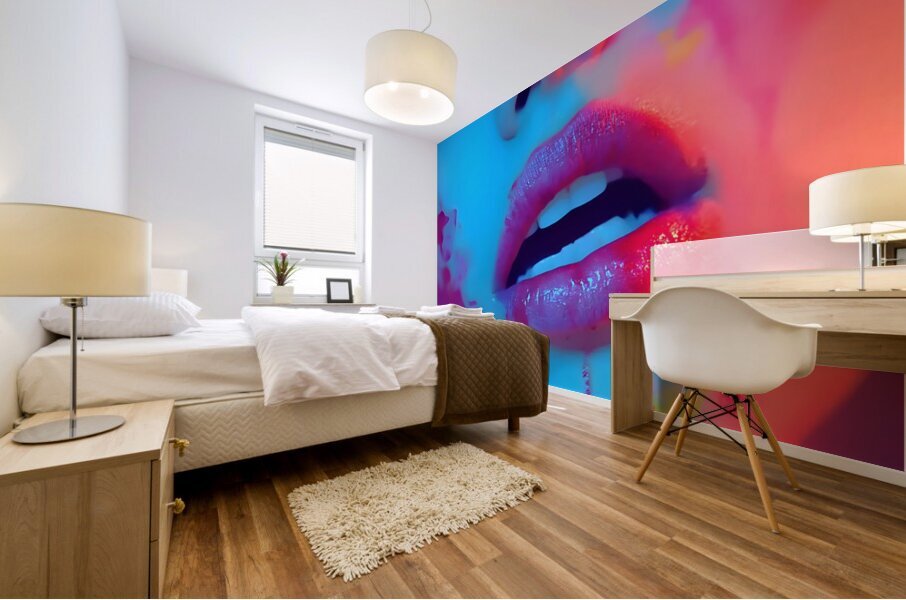 Color Bleed – Neon Lips Print Mural print