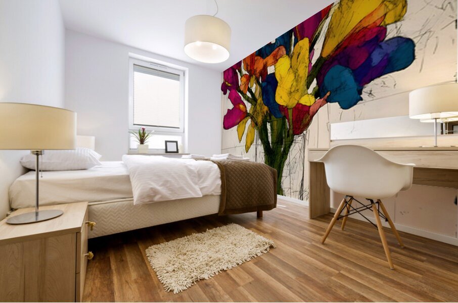 Rainbow Bouquet – Vibrant Floral Still Life Print Mural print