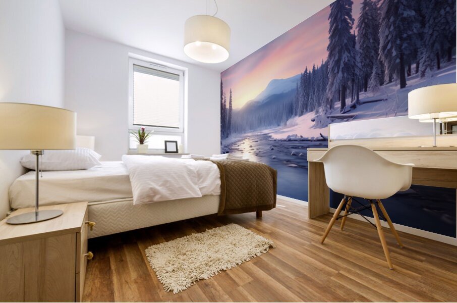 Solstice River – Winter Twilight Landscape Print Mural print