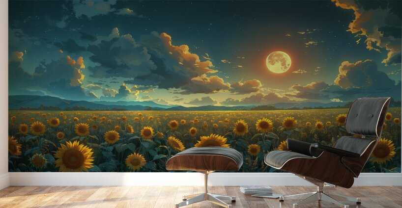 Wild Sunflowers - Sunflower Field Art Prints Wall Murals