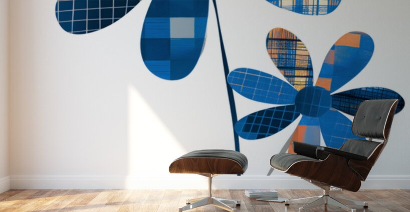 Plaid Botanica 16 - Graphic Floral Art Prints Wall Murals