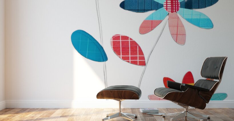 Plaid Botanica 25 - Modern Floral Art Prints Wall Murals