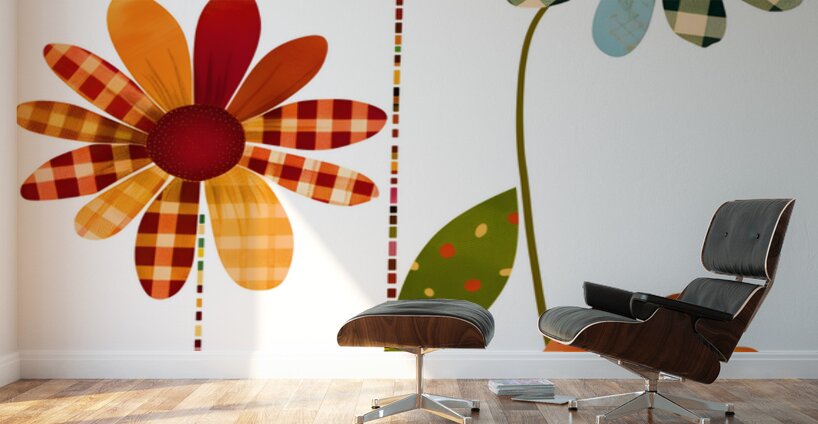 Plaid Botanica 18 - Modern Floral Art Prints Wall Murals