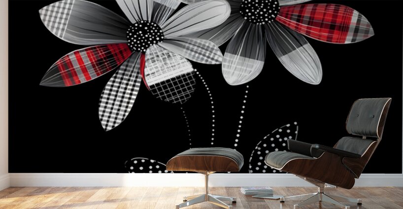 Plaid Botanica 26 - Contemporary Floral Art Prints Wall Murals