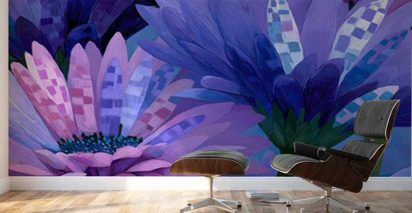 Bleu Botanique - Botanical Blue - Modern Floral Art Prints Wall Murals