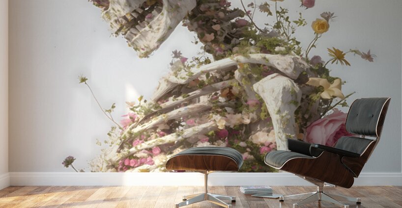 La Vita Dopo La Morte - Life After Death - Floral Skeleton Art Prints Wall Murals