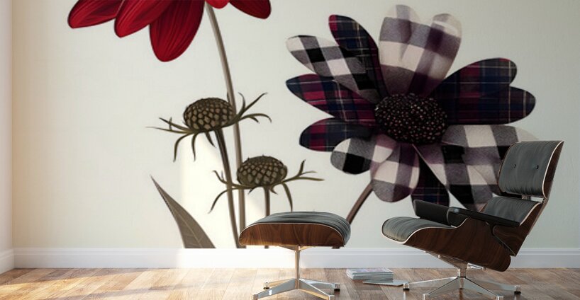 Plaid Botanica 30 - Contemporary Floral Art Prints Wall Murals