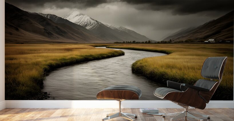 Where the Waters Run - Minimal Landscape Art Prints Wall Murals