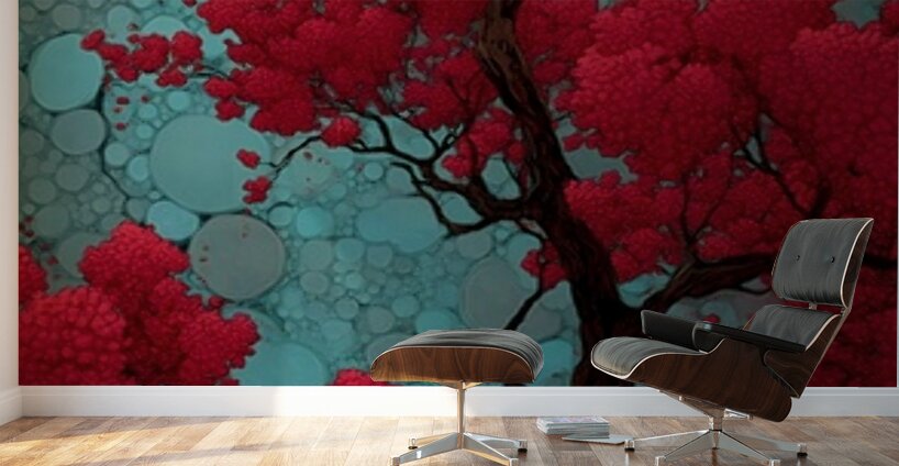 Mangetsu Sakura No Eda 満月桜の枝 - Full Moon Cherry Blossom Branch - Japanese Cherry Blossom Art Prints Wall Murals