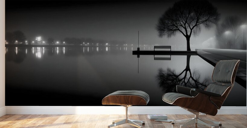 Sit And Reflect - Minimal Monochrome Art Prints Wall Murals