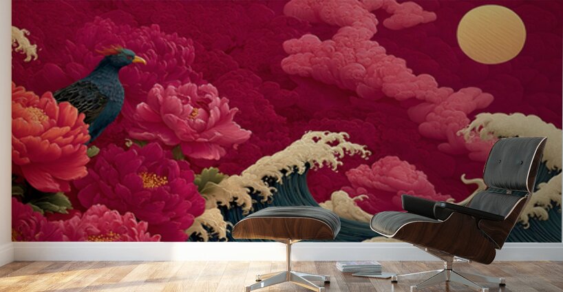 Hoo No Shisen 鳳凰の視線 - The Phoenix Gaze - Japanese Mythic Art Prints Wall Murals