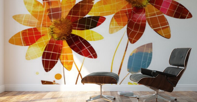 Plaid Botanica 33 - Modern Floral Art Prints Wall Murals