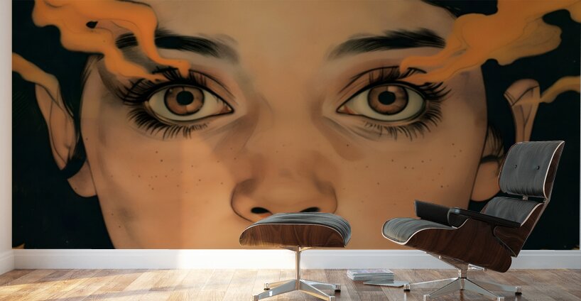 Eyes of Fire – Vintage Pop Portrait Art Print Wall Murals