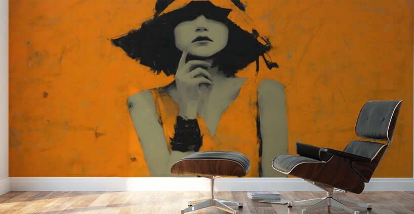 In the Orange Shadow – Vintage Fashion Art Print Wall Murals