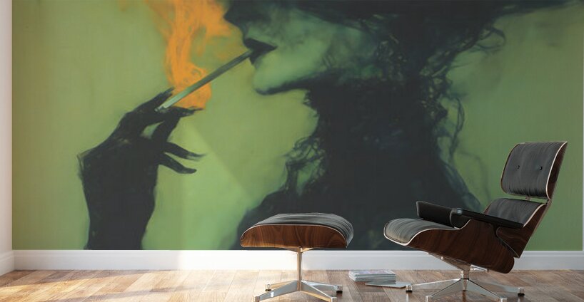 Smoke and Shadows – Vintage Noir Portrait Art Print Wall Murals