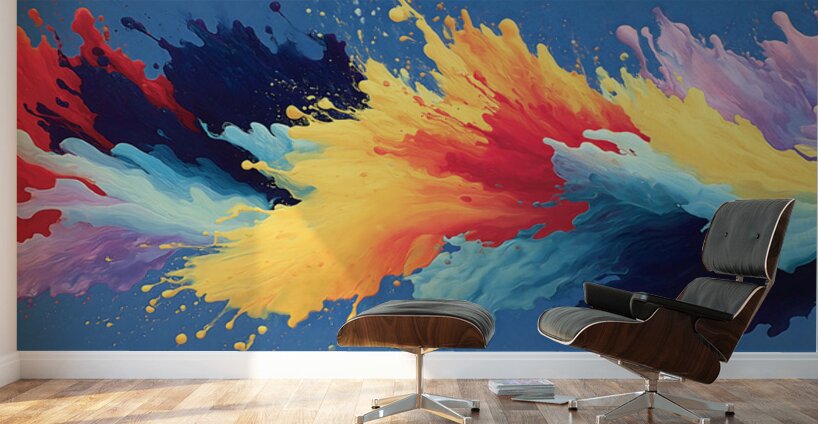 Prismatic Impact – Abstract Collision Art Print Wall Murals