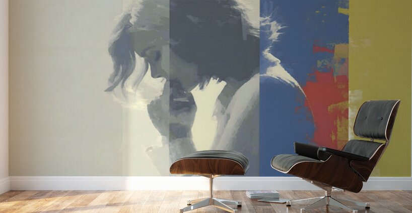 Abstract Portrait in Primary Hues – Women’s Portrait Art Print Wall Murals