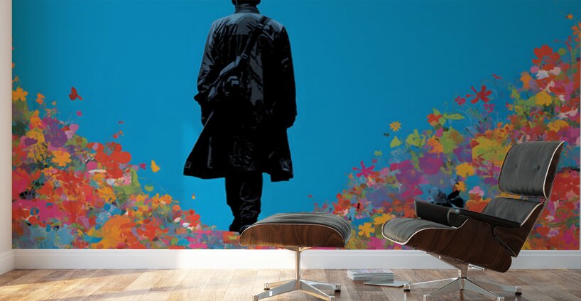 The Bloom Walk – Pop Art Silhouette Art Print Wall Murals