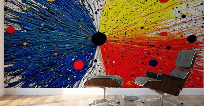 Primary Collision – Modern Abstract Splatter Print Wall Murals