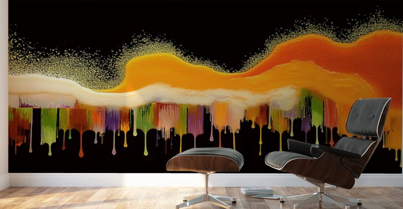 Molten Horizon – Dripping Lava Abstract Print Wall Murals
