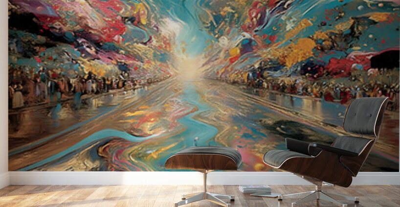 Cosmic Avenue – Surreal Planet Road Print Wall Murals