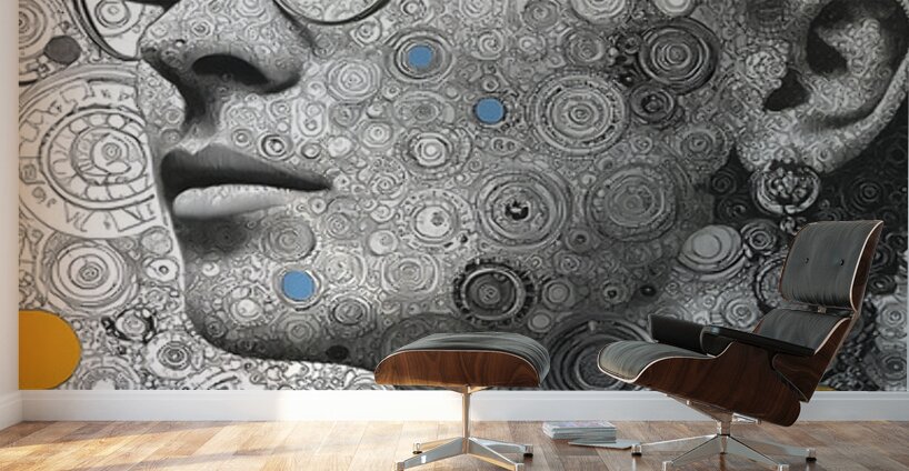 Orbital Intellect – Bauhaus Linework Portrait Print Wall Murals