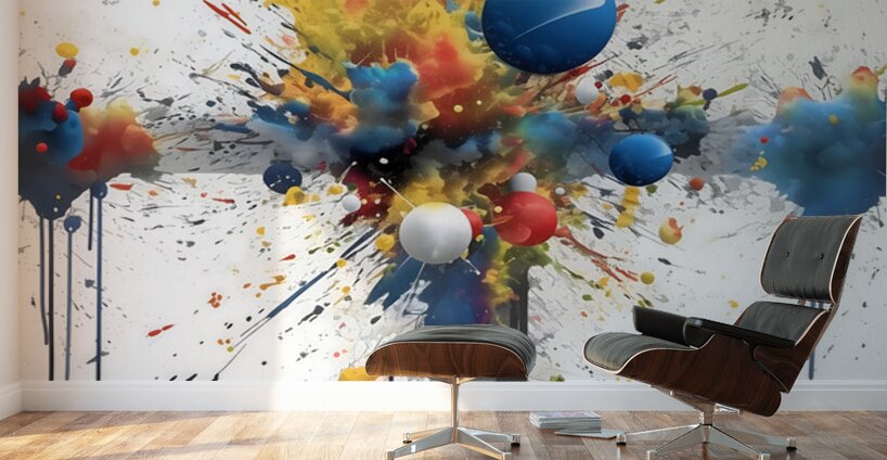 Cardinal Collision – Crossburst Abstract Print Wall Murals