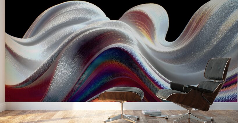 Silver Serpentine – Minimal Monochrome Curve Print Wall Murals