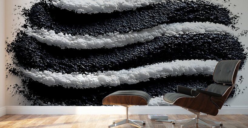 Lunar Strata – Layered Monochrome Sphere Print Wall Murals
