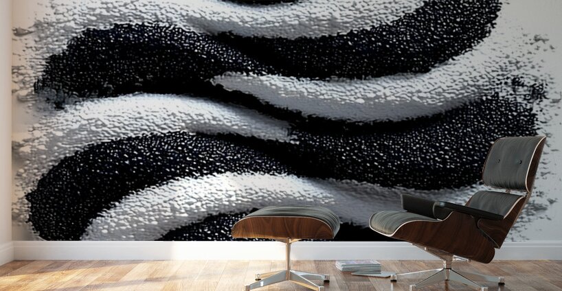 Zebra Orbit – Monochrome Ripple Sphere Print Wall Murals
