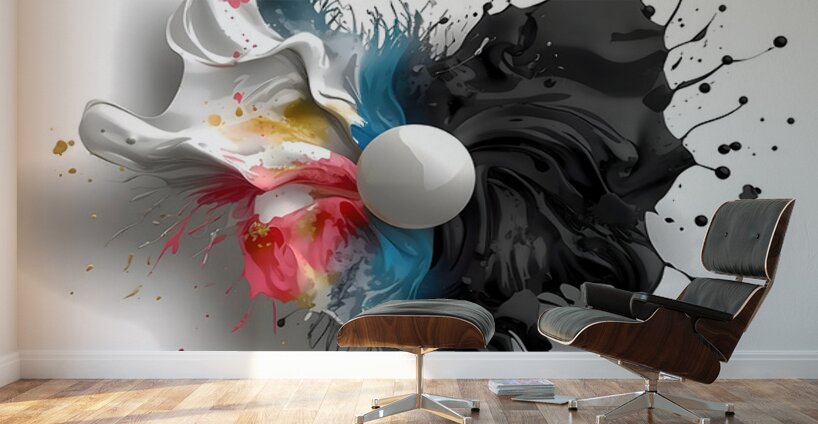 Contrast Singularity – High-Impact Paint Splash Abstract Wall Murals