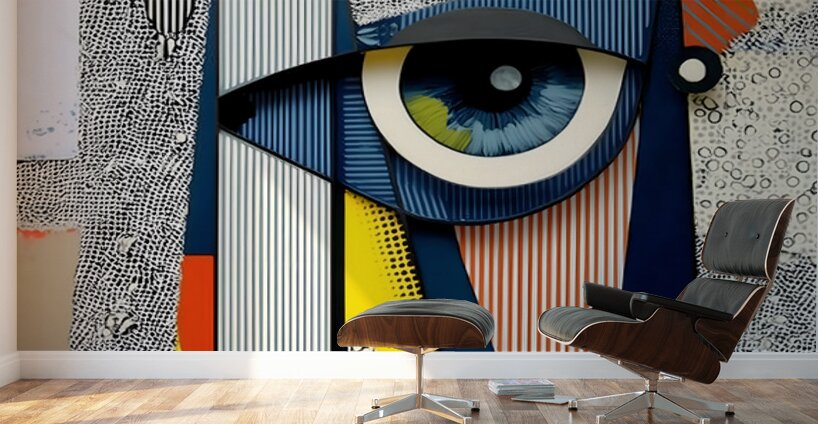 Golden Gaze – Abstract Portrait Eye Print Wall Murals