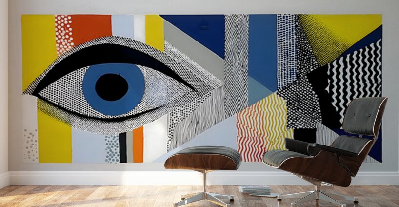 Blue-Eyed Geometry – Modern Surreal Eye Print Wall Murals