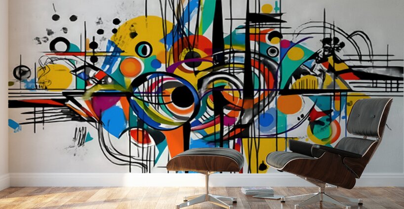 Tantrum – Explosive Line & Color Abstract Print Wall Murals