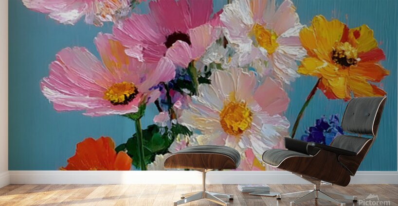 Color Study in Bloom – Abstract Floral Vase Print Wall Murals