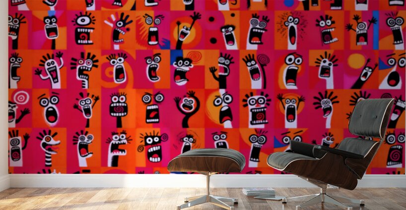 Wall of Screams – Pop Art Faces Print Wall Murals
