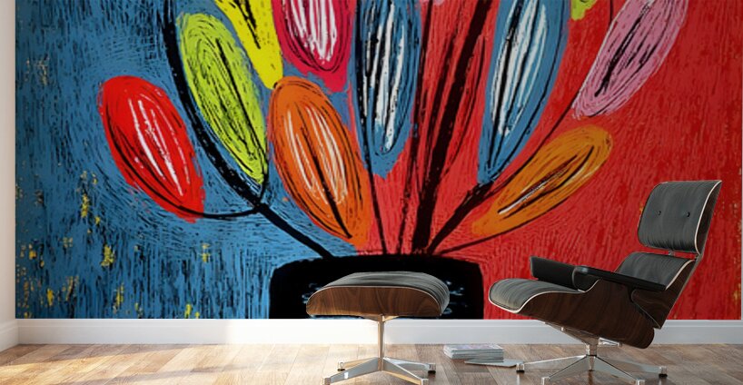 Dual Spectrum Blooms – Color Fusion Floral Print Wall Murals