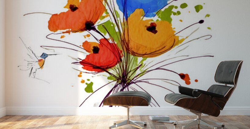 Whisper of Bloom – Contemporary Watercolor Vase Print Wall Murals