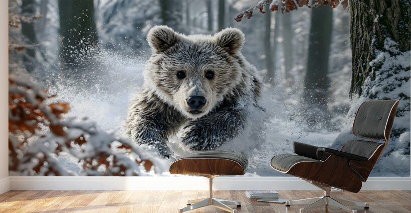 Frost Runner – Winter Bear Print Wall Murals