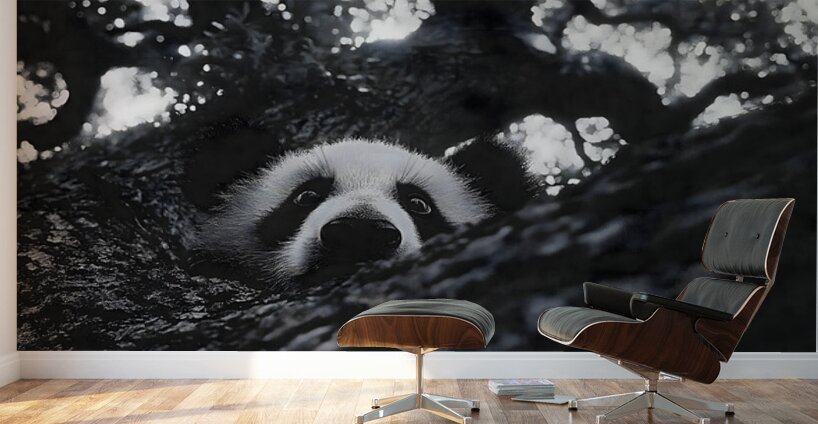 Peek-A-Boo – Panda Portrait Print Wall Murals
