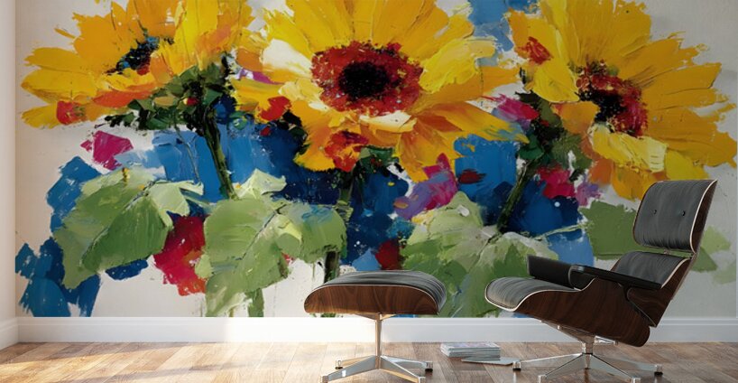 Palette of Sunlight – Sunflower Impasto Print Wall Murals