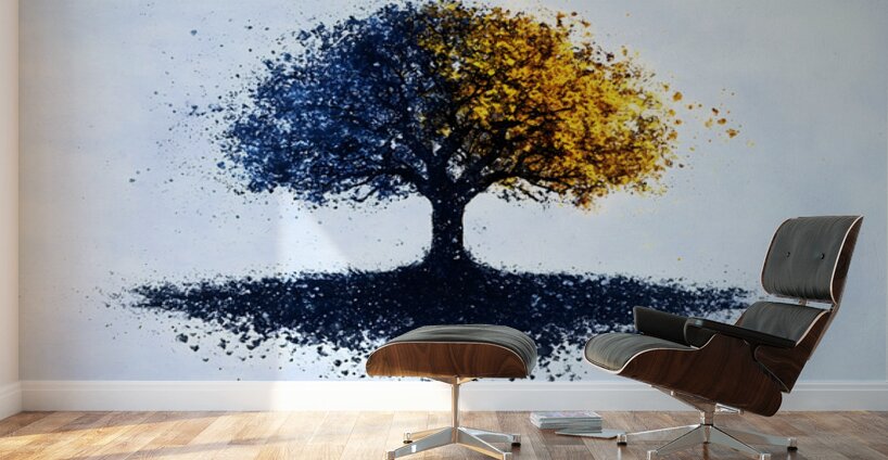 Dual Seasons – Abstract Tree Print Wall Murals