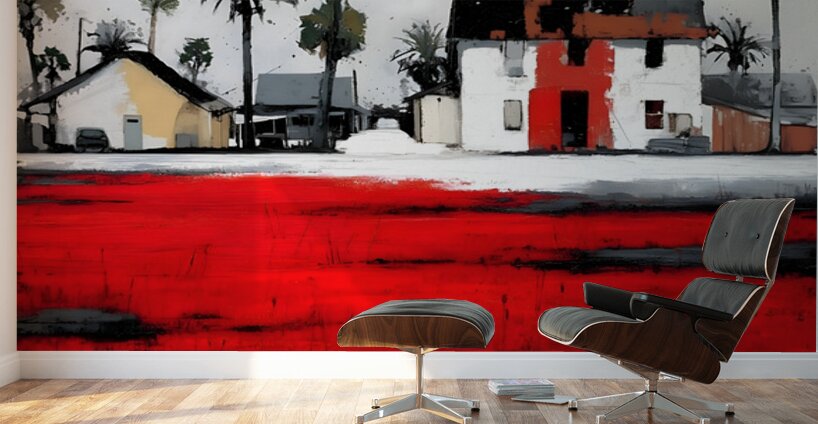 Crimson Lot - Coastal Village Print Wall Murals