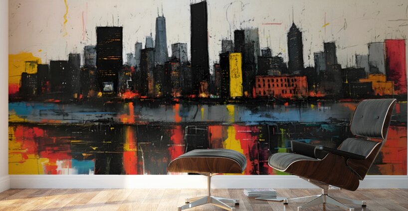 City Sparks – Abstract Skyline Print Wall Murals