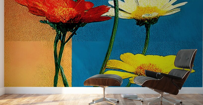 Rainbow Bloom – Color Block Daisy Print Wall Murals