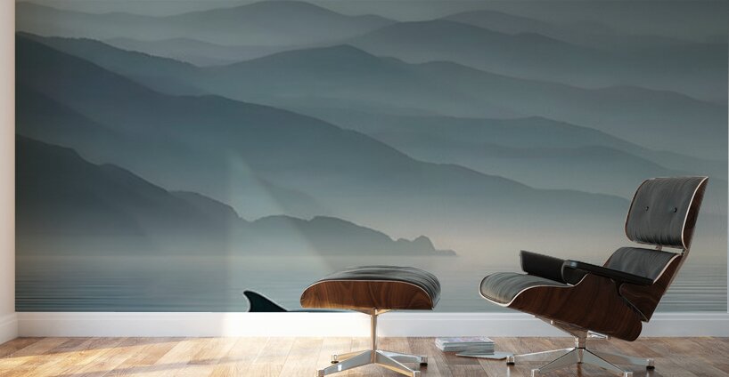 Misty Dolphins – Serene Ocean Leap Print Wall Murals