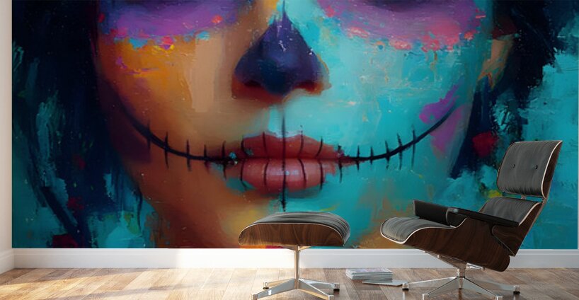 Calavera Azul D a de los Muertos Sugar Skull Wall Murals